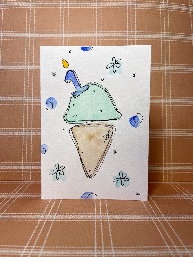 Hand Painted First Scoop Birthday Card