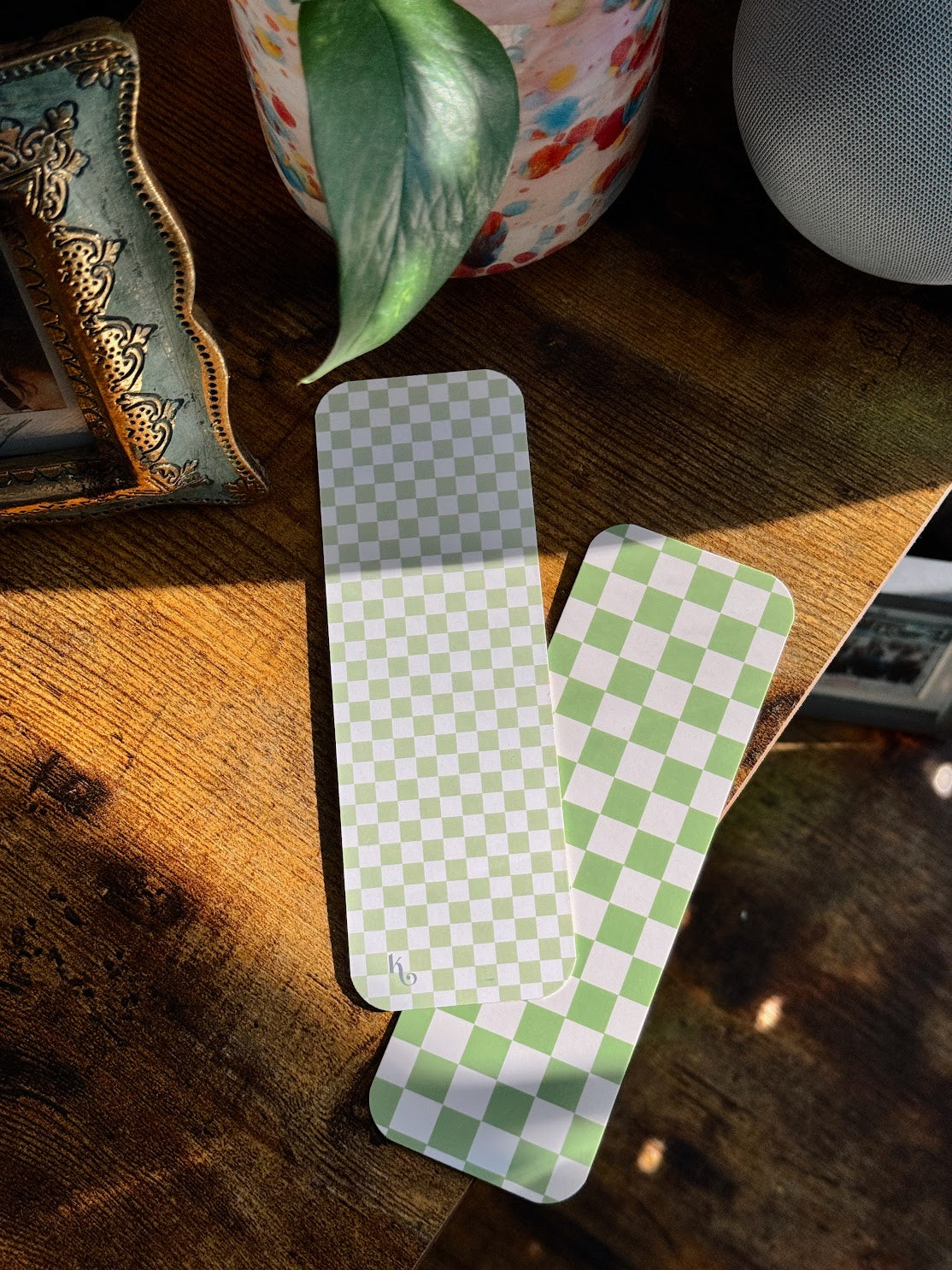 Green Checker Bookmark