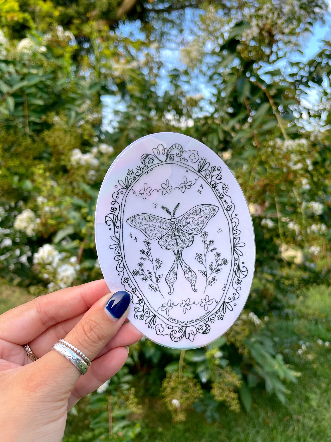 Floral Moth Suncatcher Sticker - RESTOCK