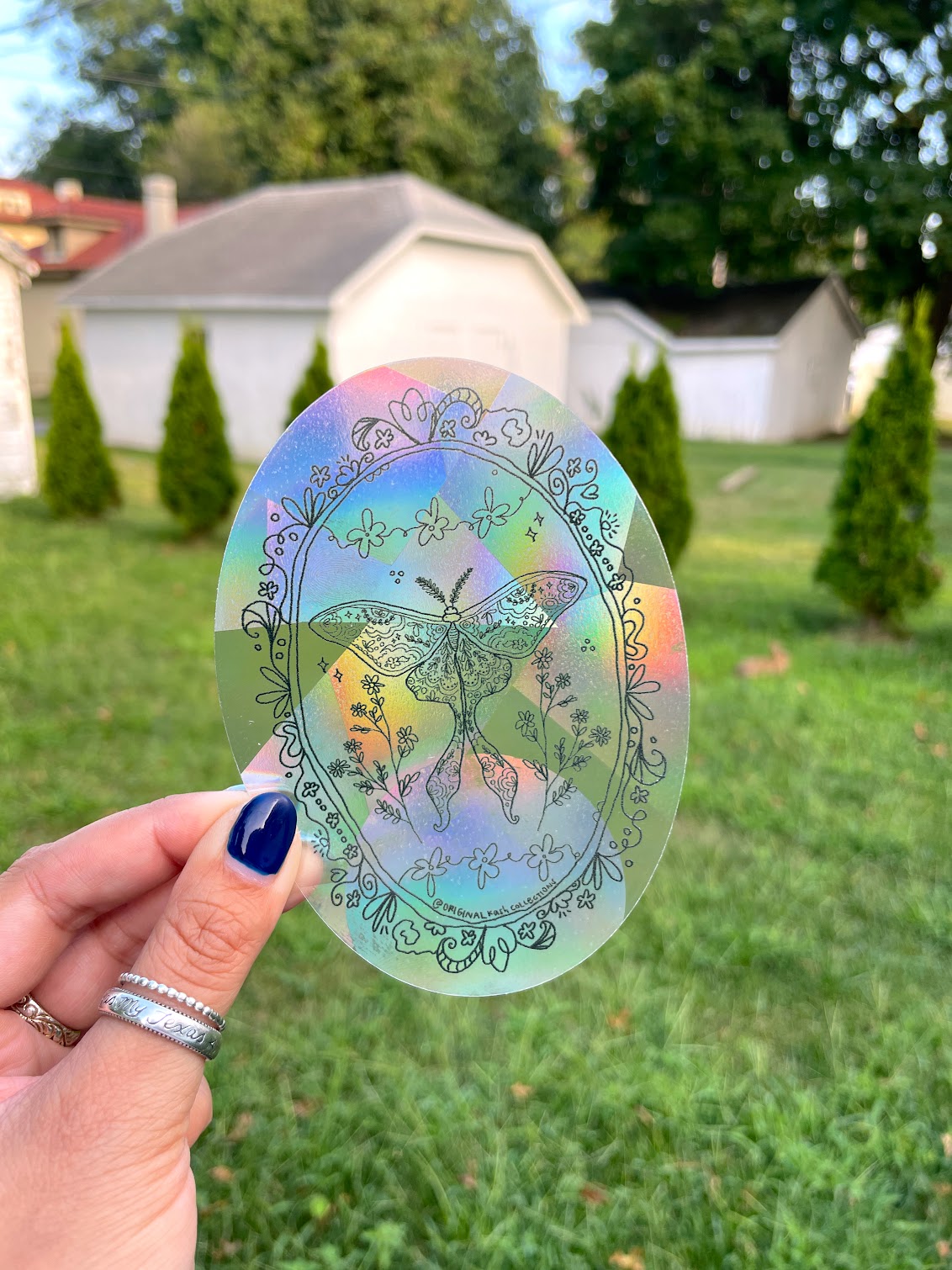 Floral Moth Suncatcher Sticker - RESTOCK
