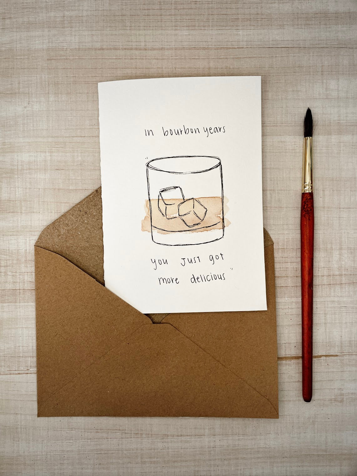 Hand Painted Bourbon Birthday Card