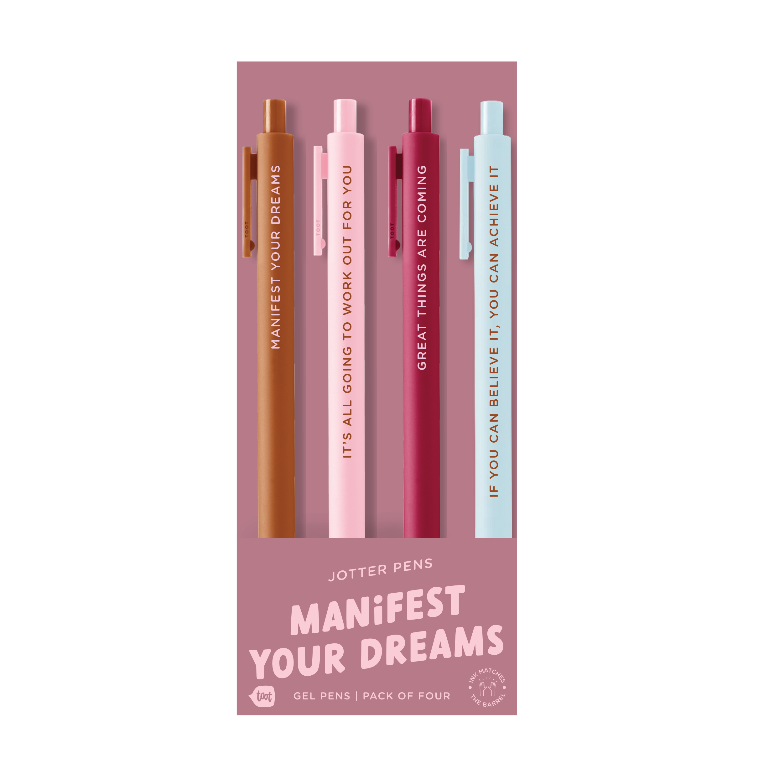 Manifest Your Dreams Jotter Gel Pen: Set of 4