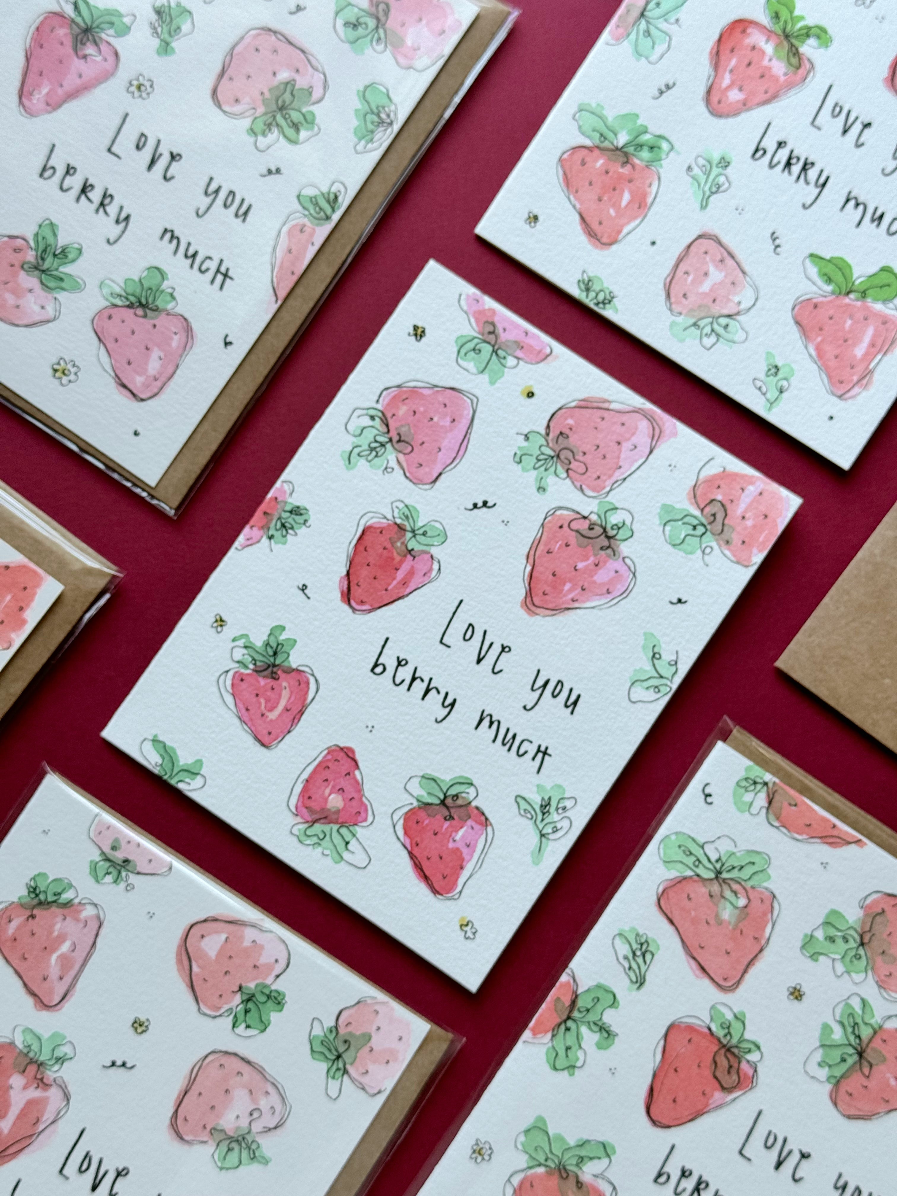 Hand Painted Love you BERRY Much Card