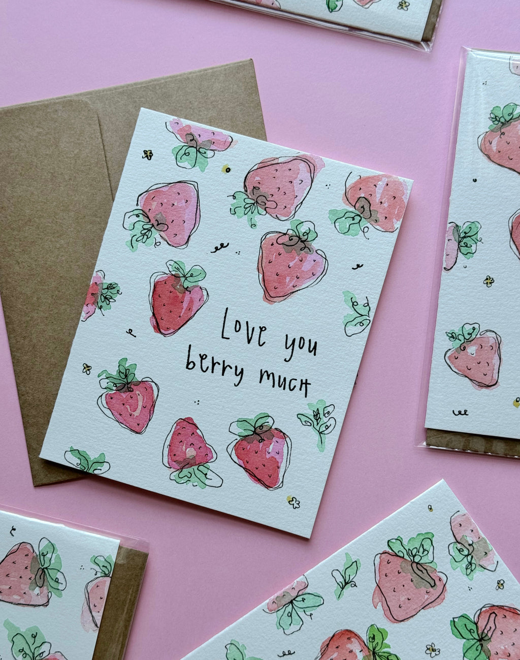 Hand Painted Love you BERRY Much Card