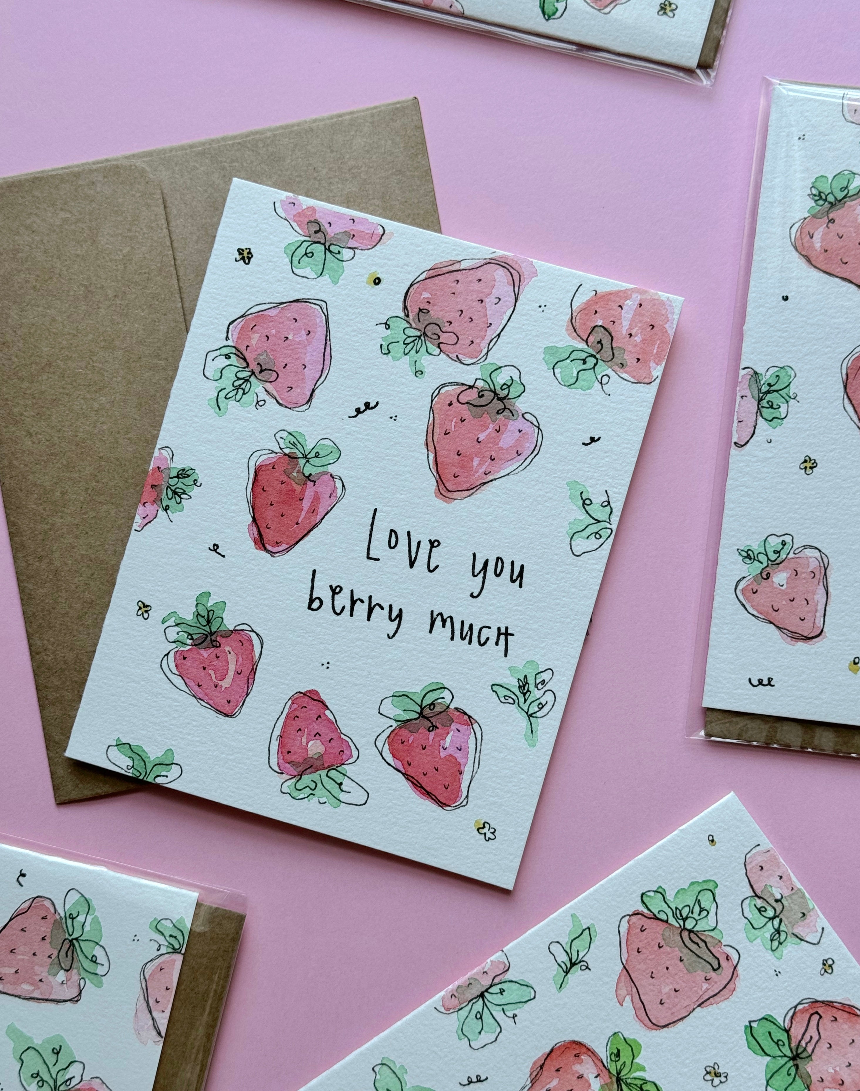 Hand Painted Love you BERRY Much Card