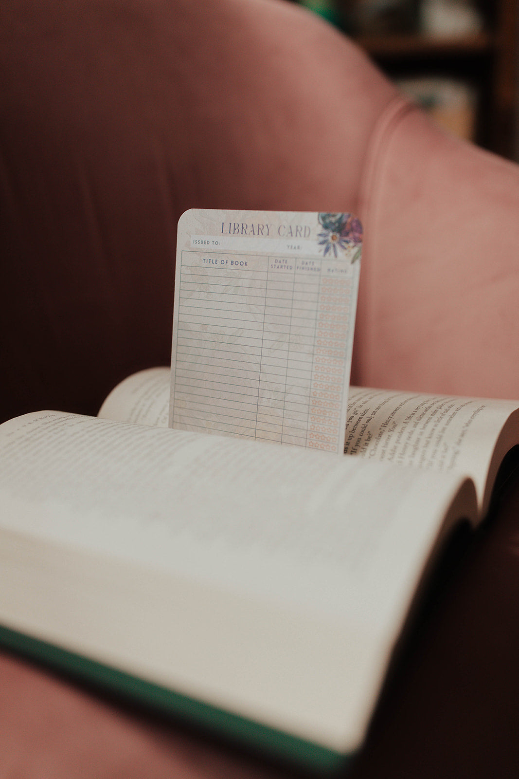 Watercolor Library Card Bookmark