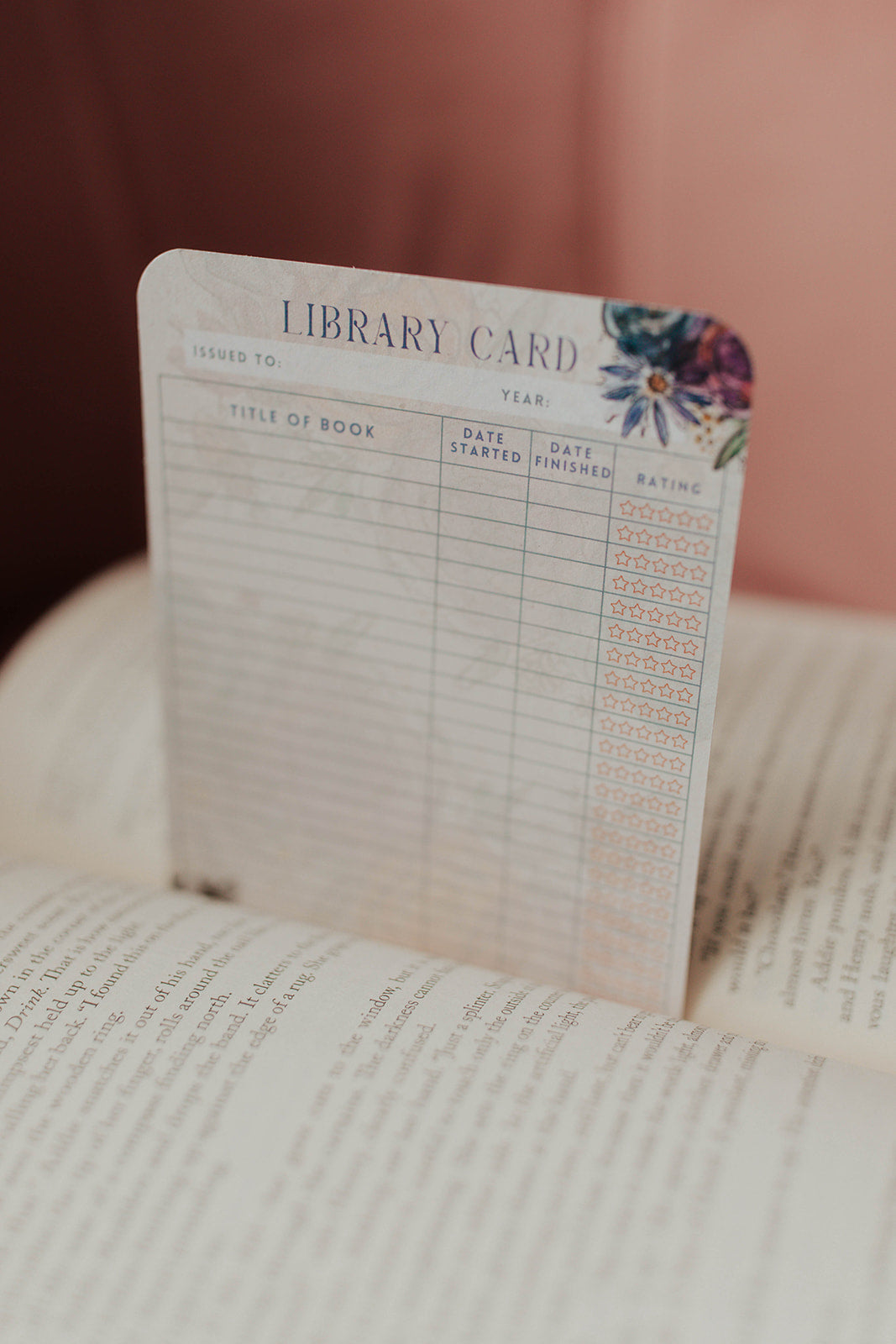 Watercolor Library Card Bookmark