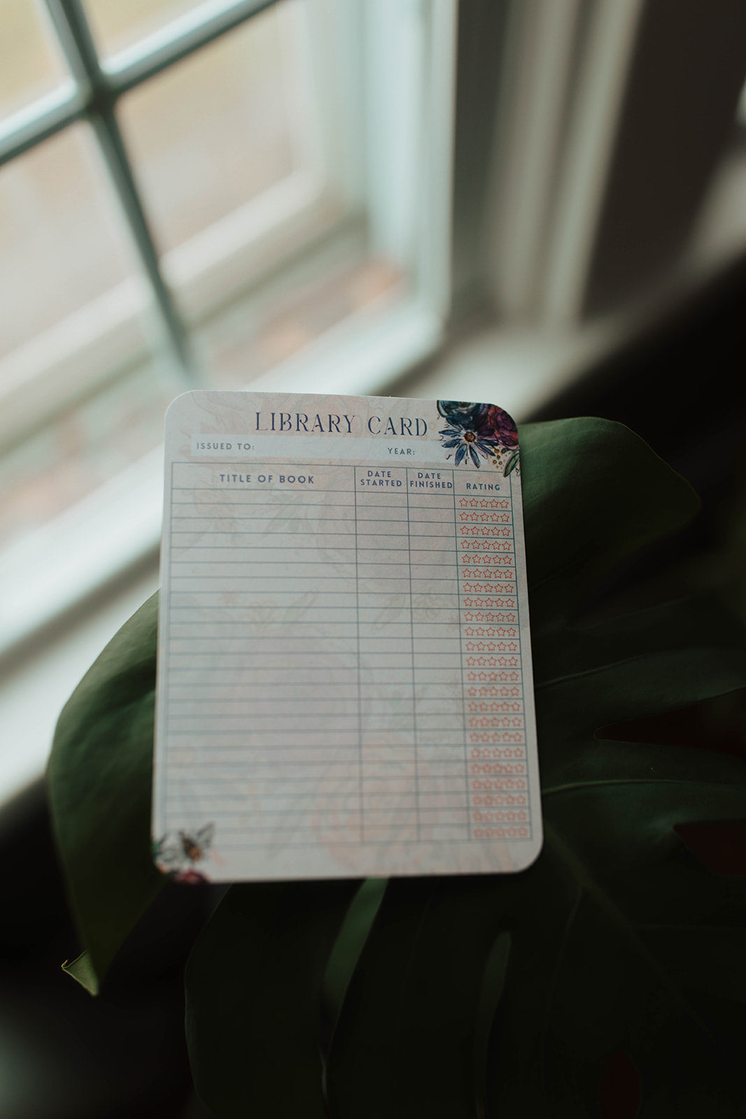 Watercolor Library Card Bookmark