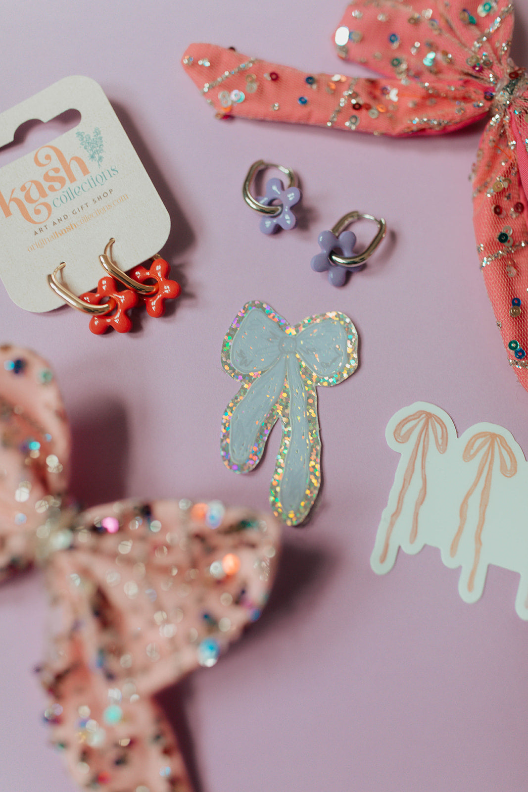 Doodle Bow Glitter Sticker