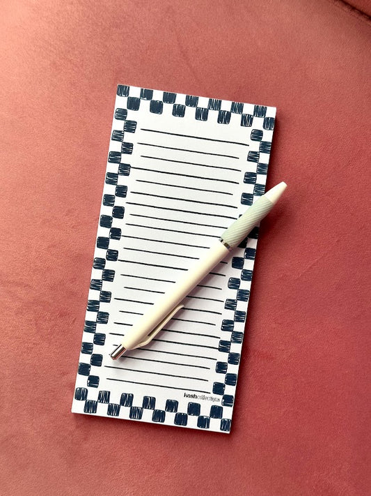 Blue Checker Long Notepad