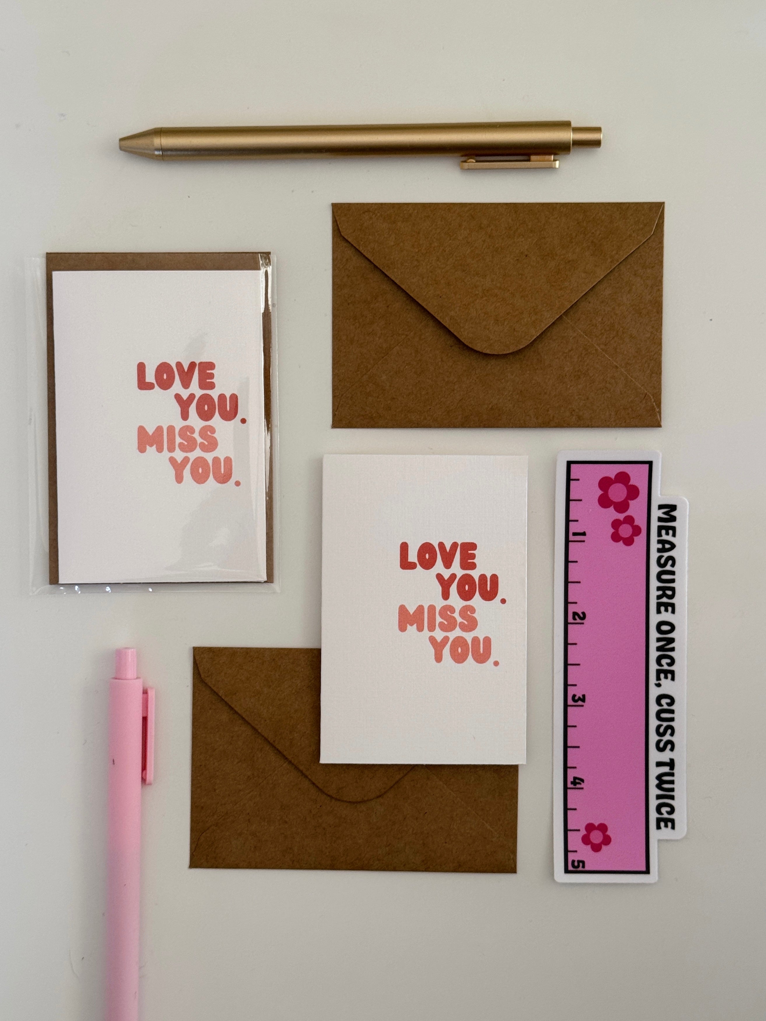 Mini Love you. Miss you. Note Card
