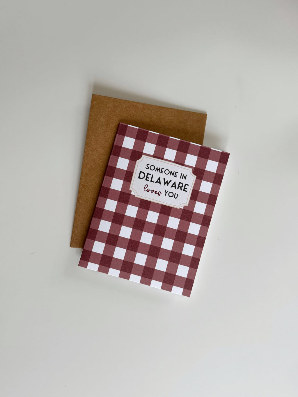 Someone in Delaware LOVES You Card (Gingham)