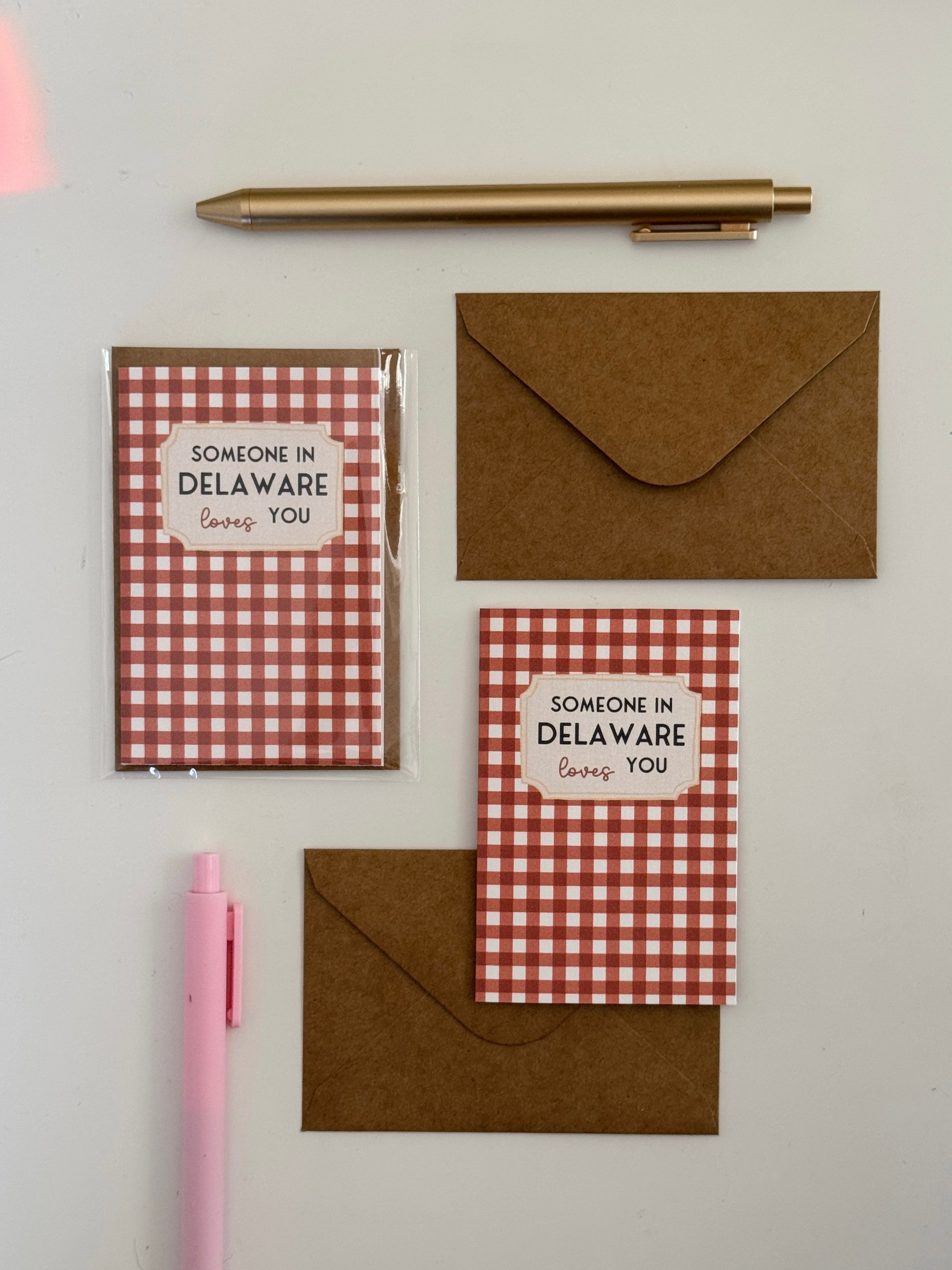Mini Someone in DE LOVES You Note Card (Gingham)