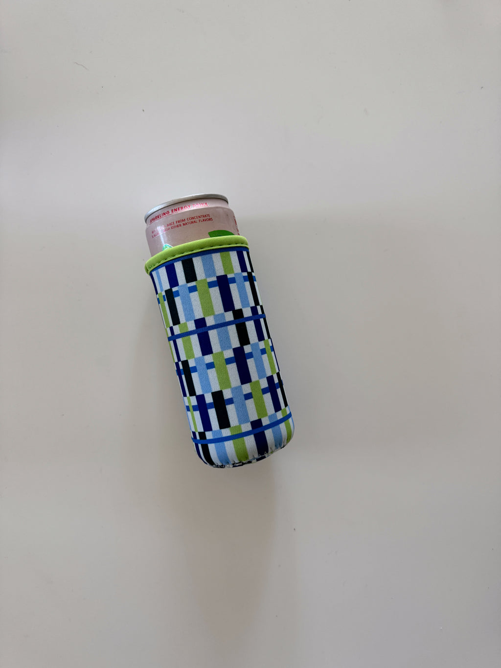 Cobalt + Lime Oblong Stripe Slim Cup Sleeve