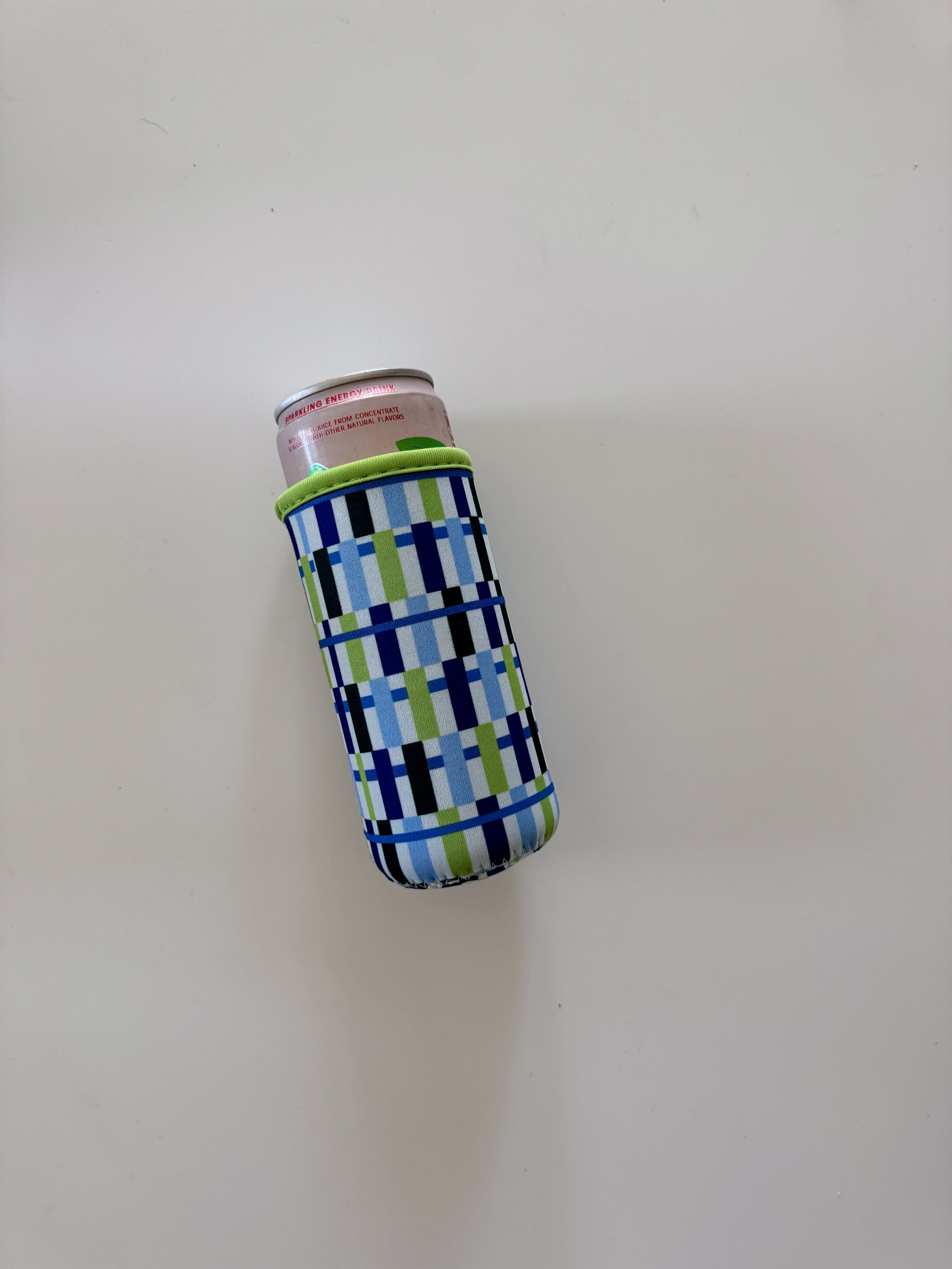 Cobalt + Lime Oblong Stripe Slim Cup Sleeve