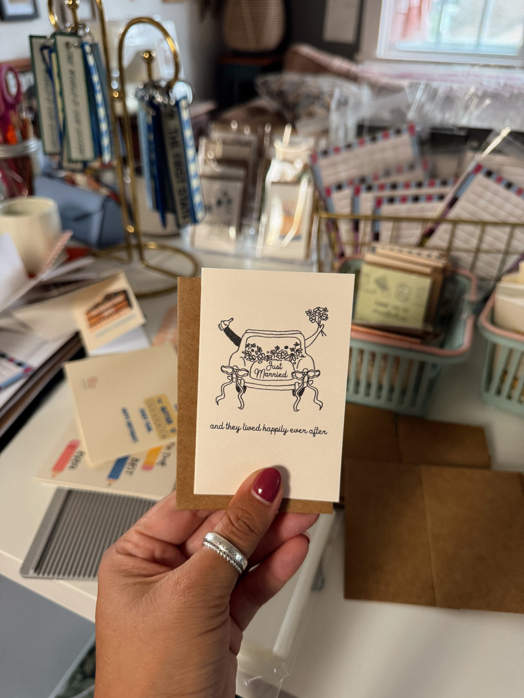 Mini Just Married Getaway Car Note Card