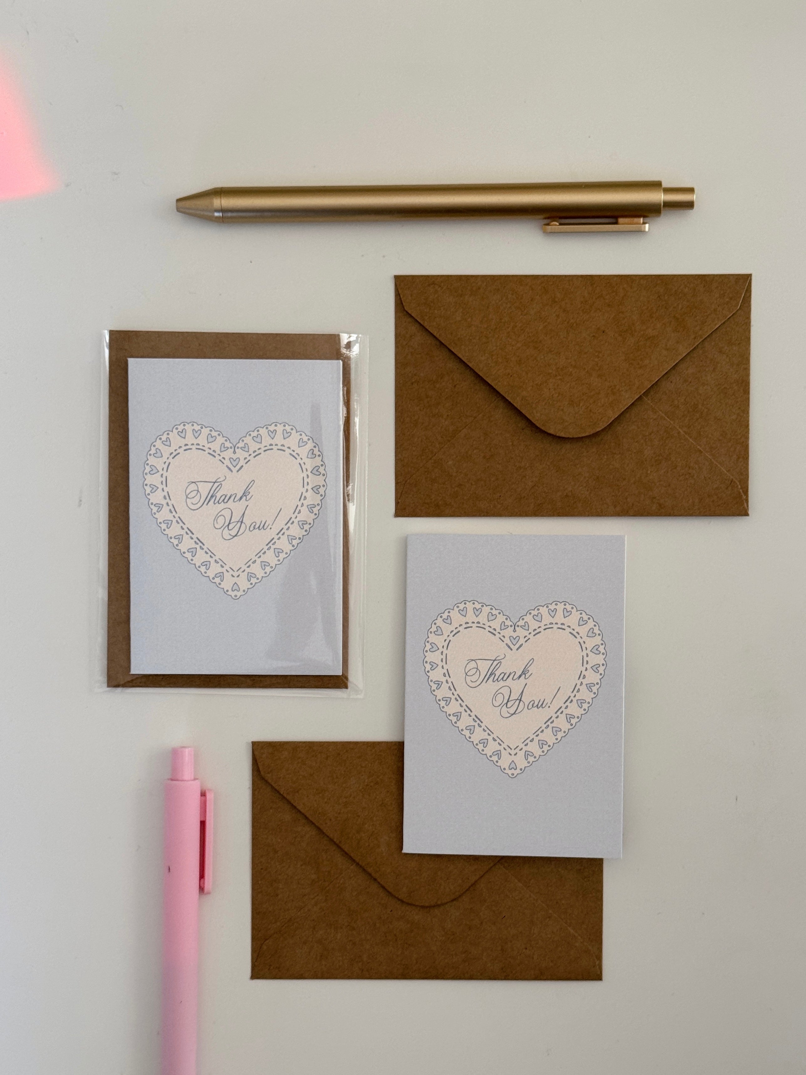 Mini Fancy Heart "Thank you" Note Card
