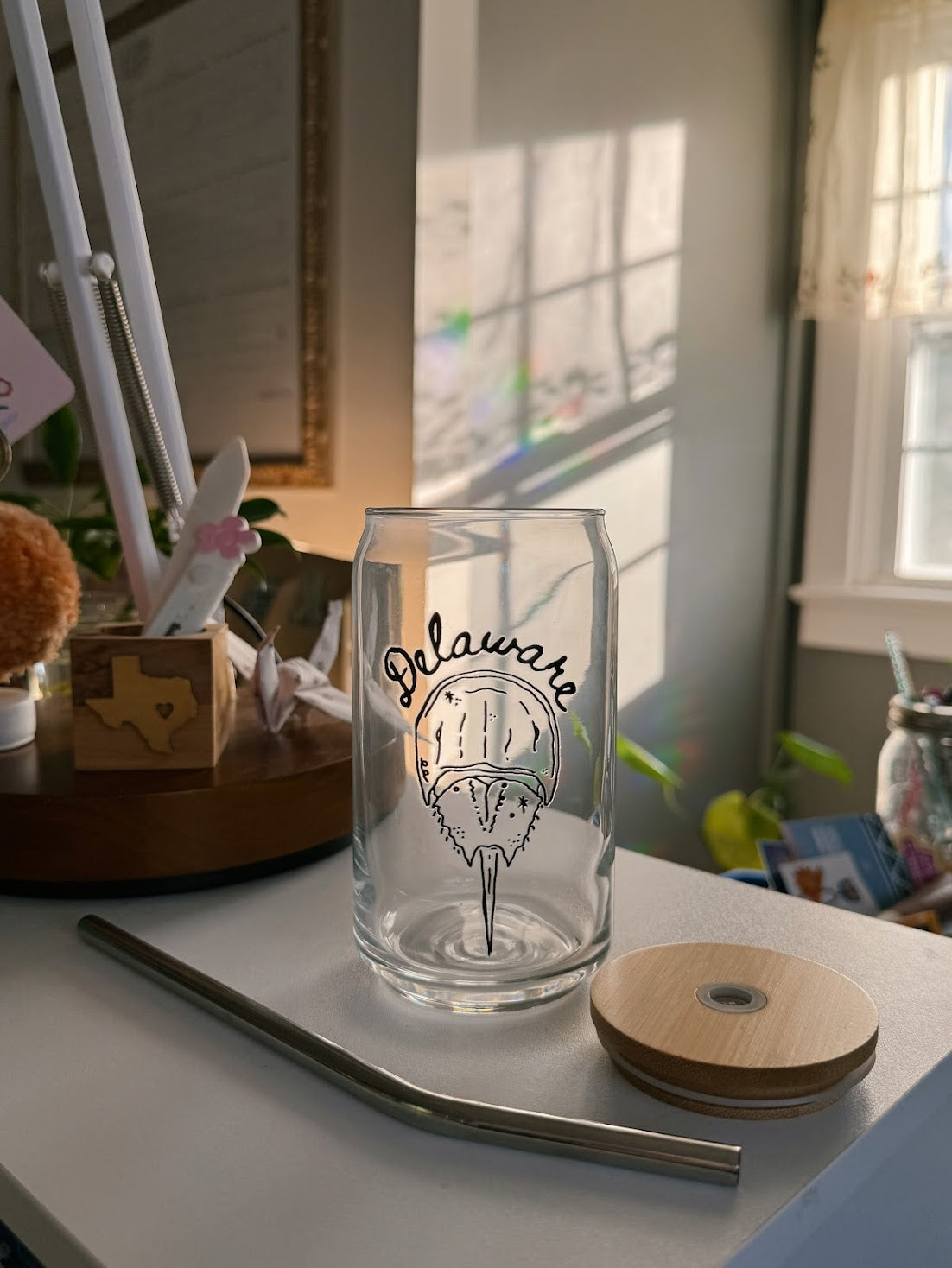 Delaware Horseshoe Crab Can Glass
