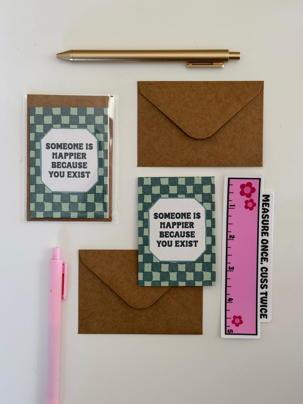 Mini Happier bc You Exist Note Card
