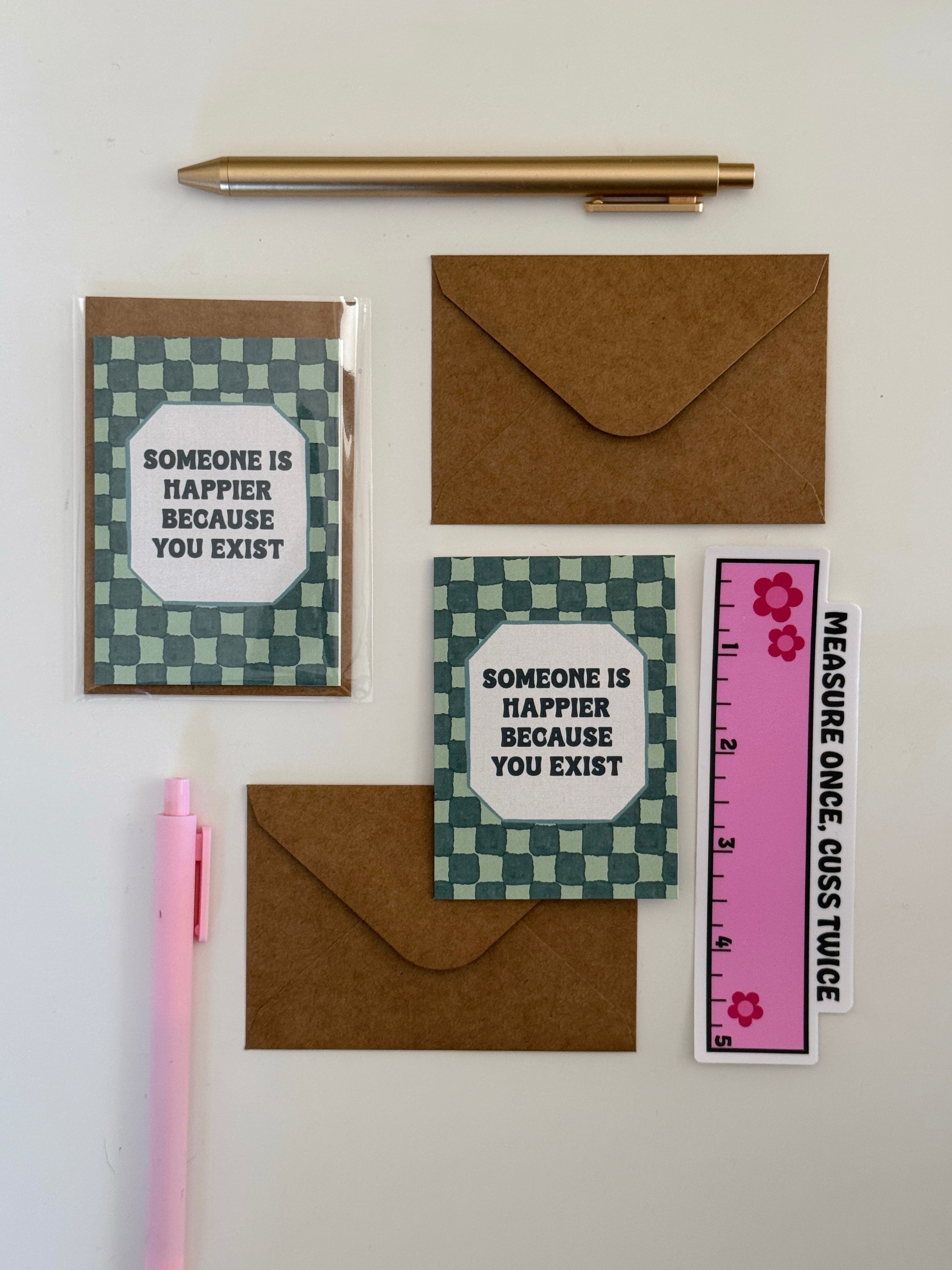 Mini Happier bc You Exist Note Card