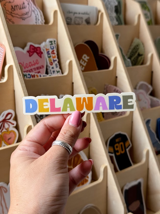 Groovy Colorful Delaware Sticker
