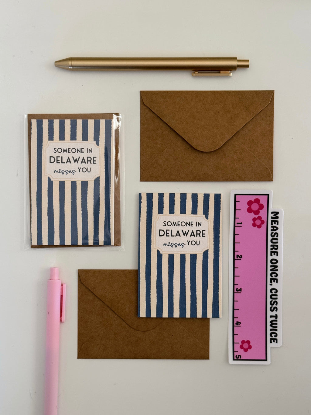 Mini Someone in DE MISSES You Note Card (Stripe)