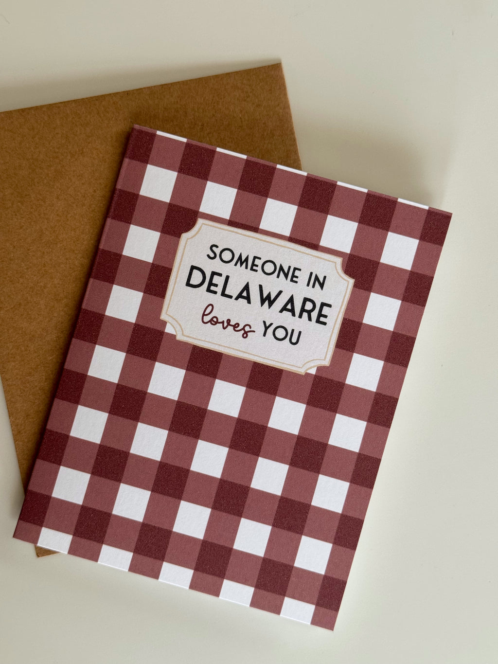 Someone in Delaware LOVES You Card (Gingham)