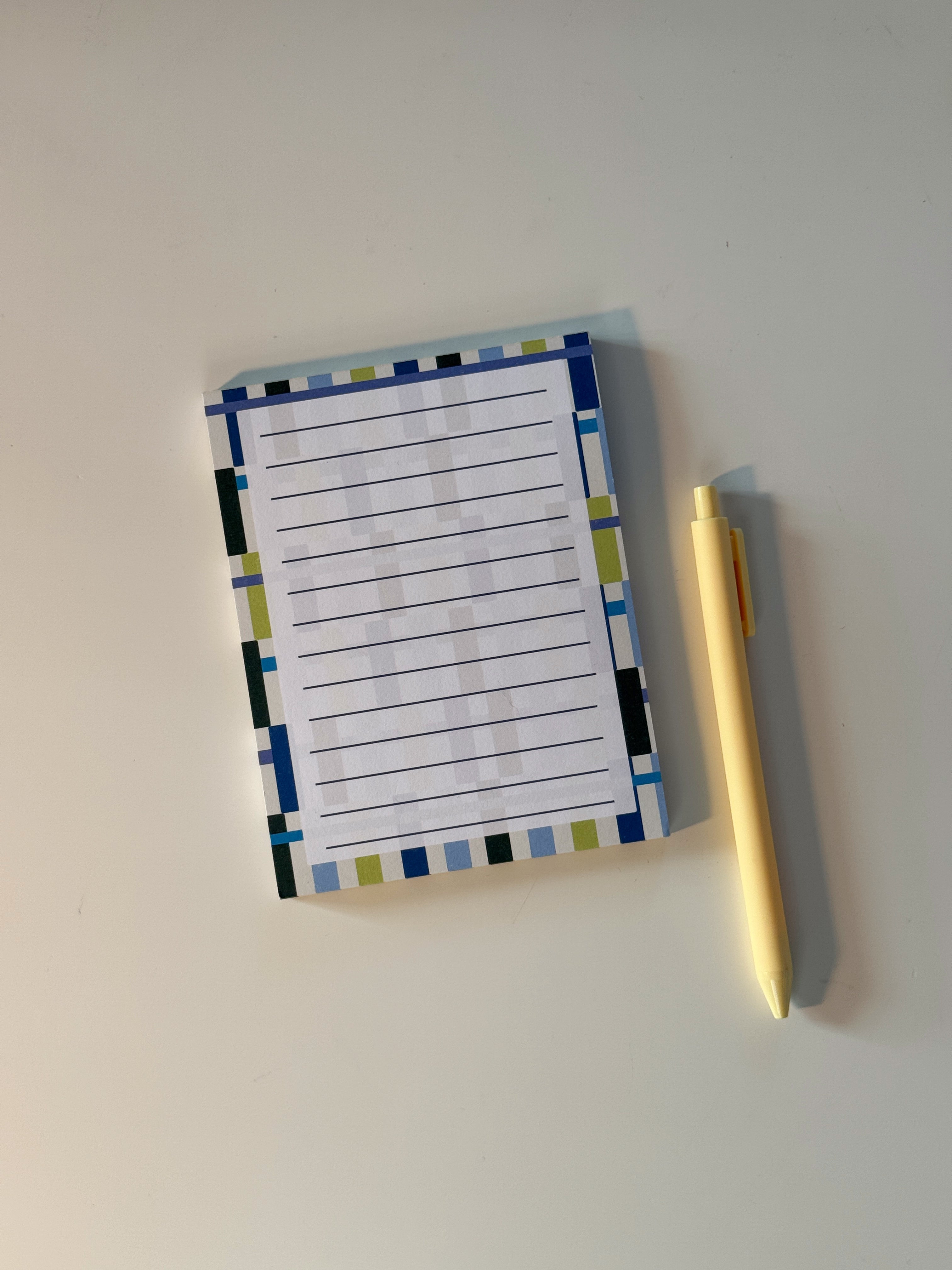 Cobalt + Lime Oblong Stripe Notepad