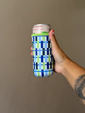 Cobalt + Lime Oblong Stripe Slim Cup Sleeve