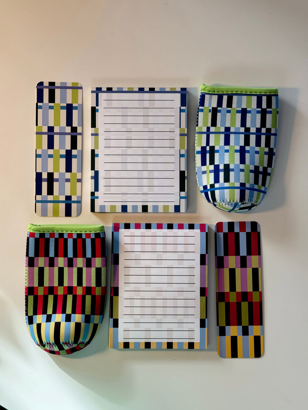 Cobalt + Lime Oblong Stripe Notepad
