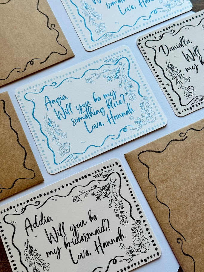 Floral Bridal Party Proposal Card (Bridesmaid, MOH, Something Blue)