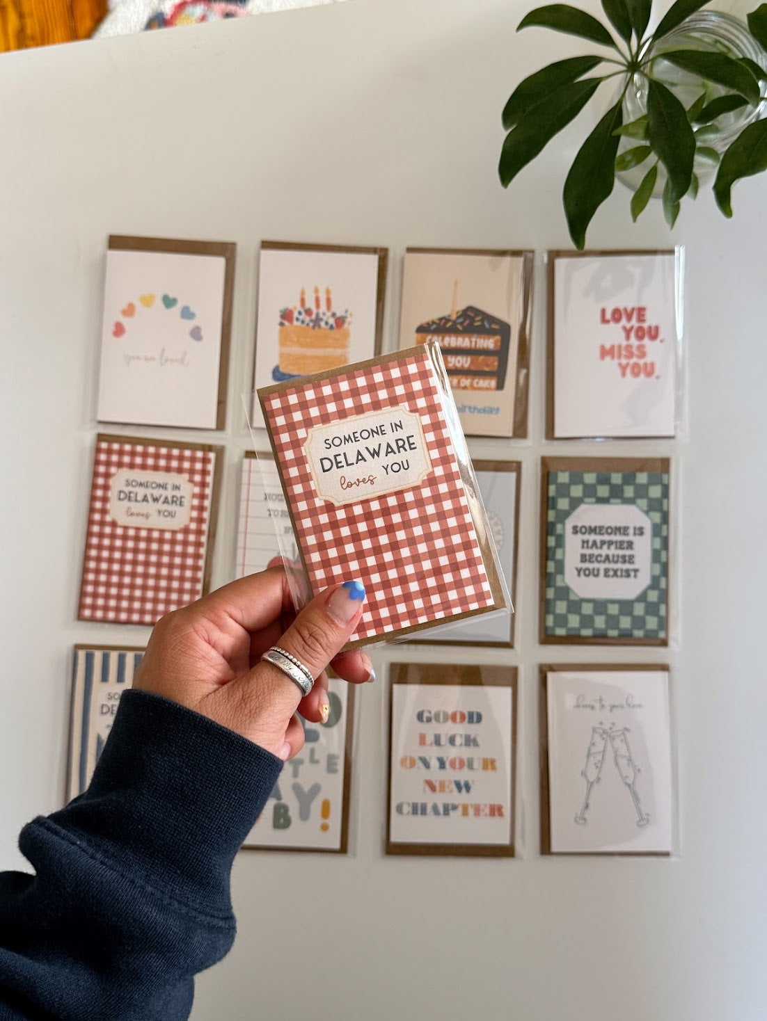 Mini Someone in DE LOVES You Note Card (Gingham)