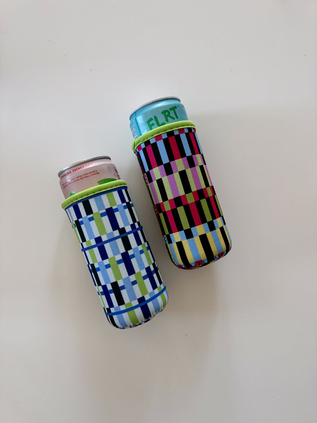 Cobalt + Lime Oblong Stripe Slim Cup Sleeve