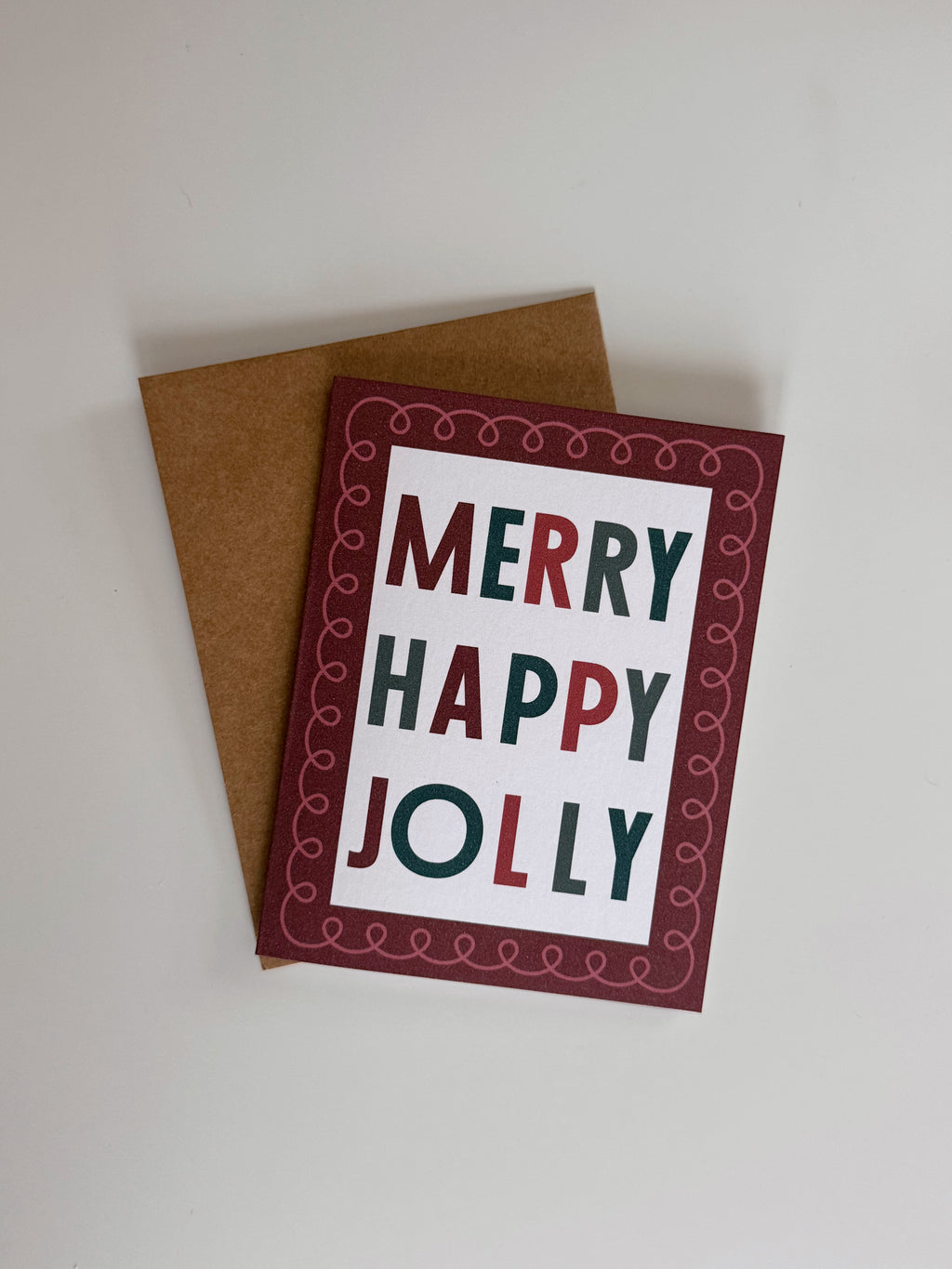 Merry. Happy. Jolly. Card