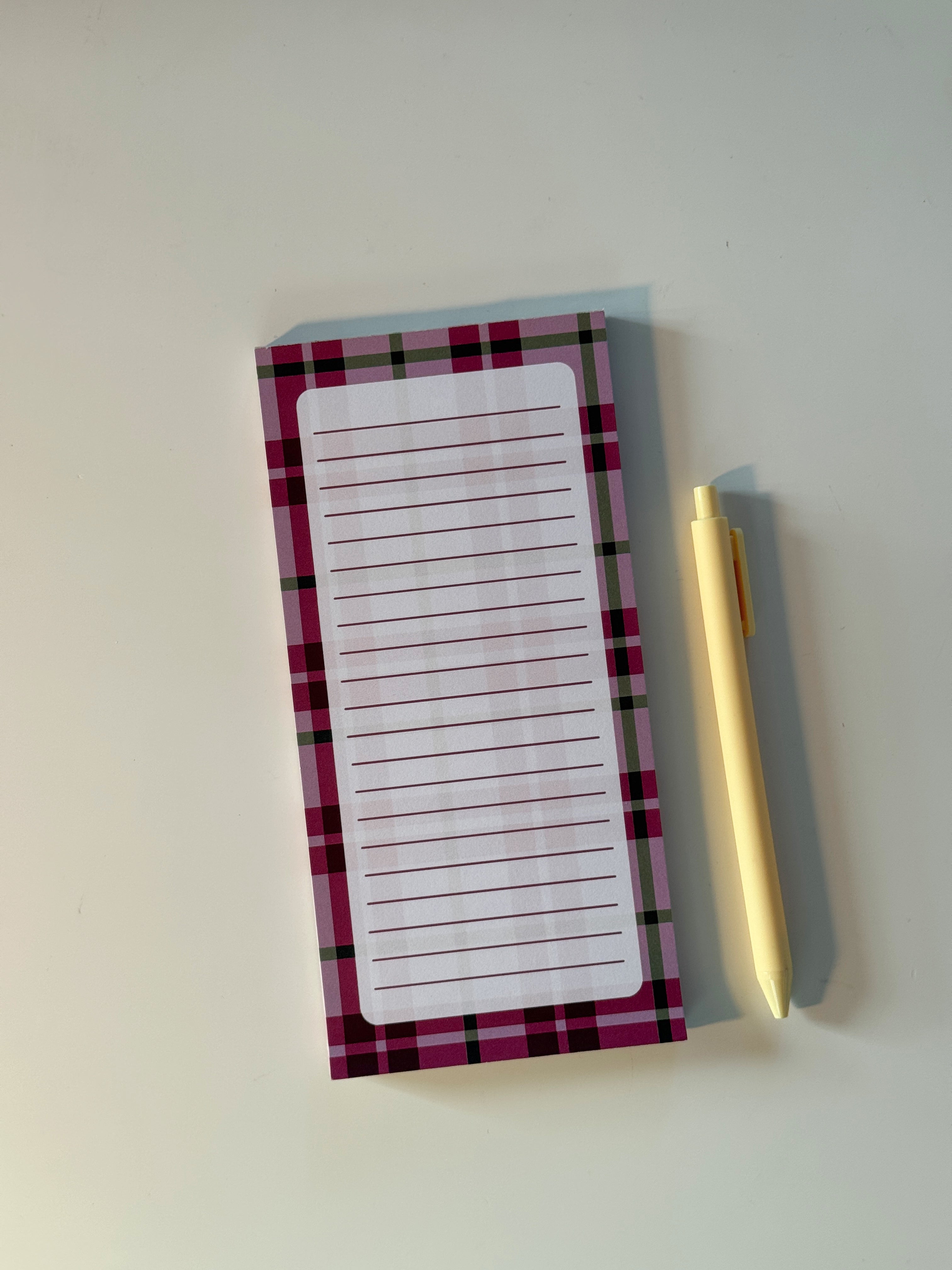 Plum Plaid Long Notepad