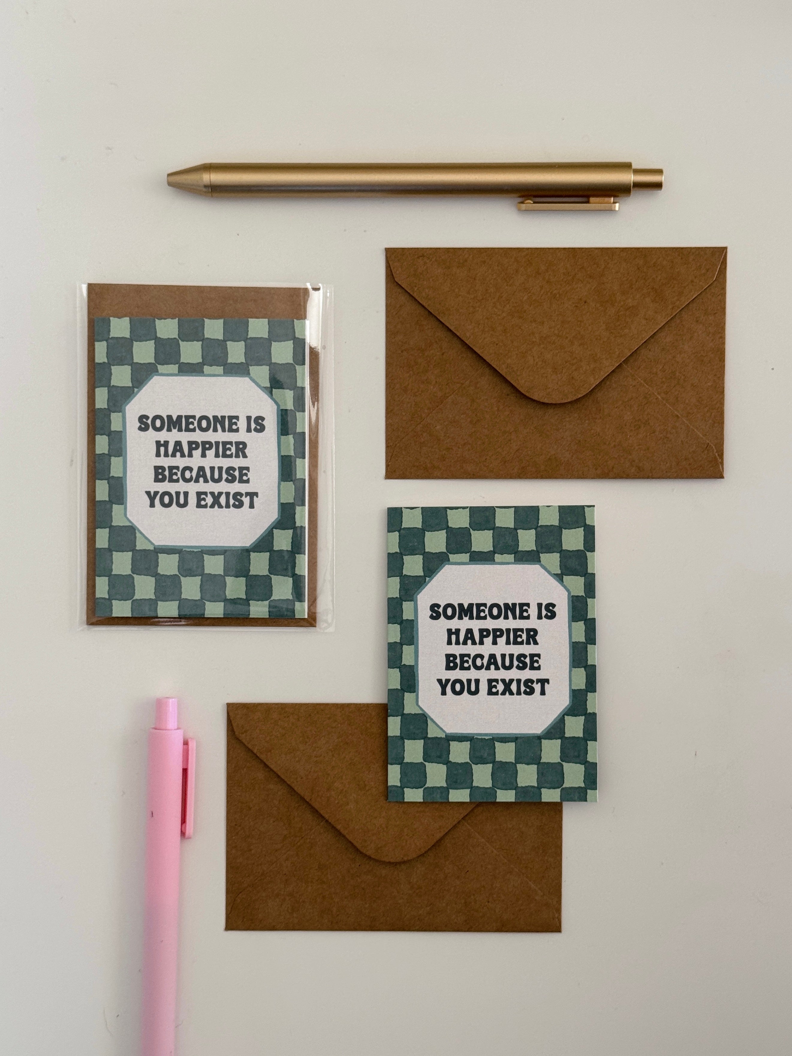 Mini Happier bc You Exist Note Card