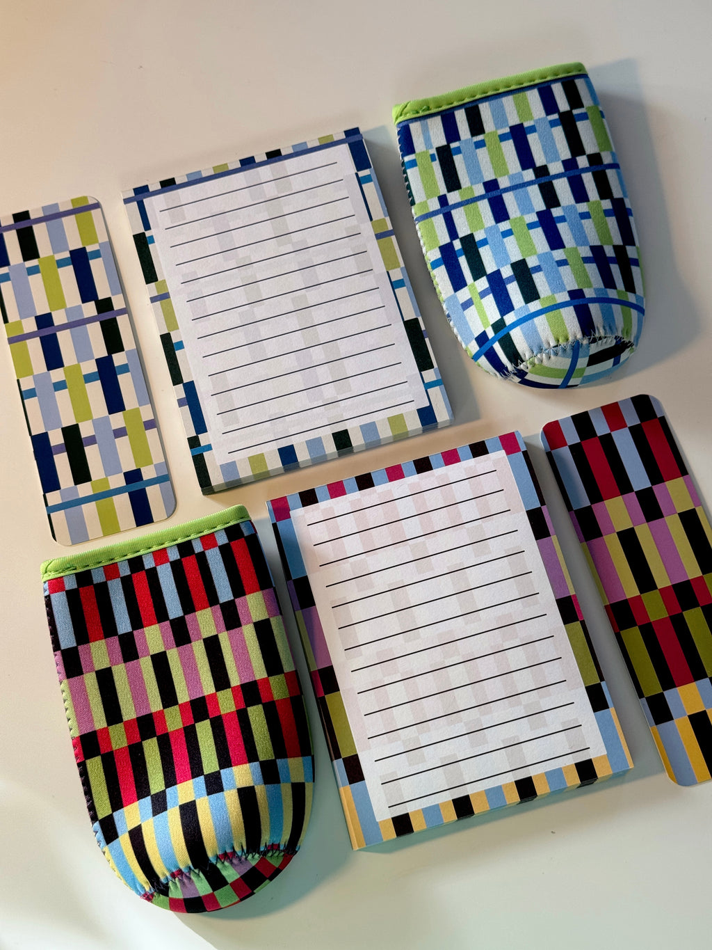 Cobalt + Lime Oblong Stripe Notepad