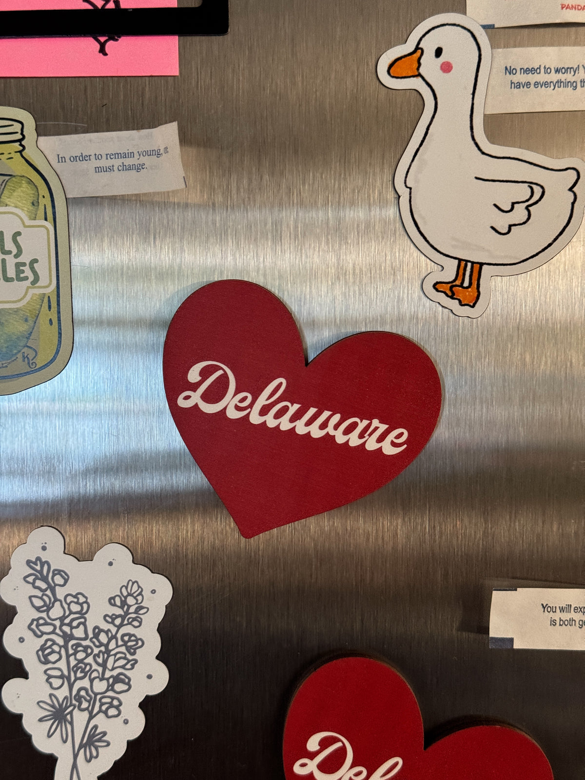 Heart Delaware Wooden Magnet