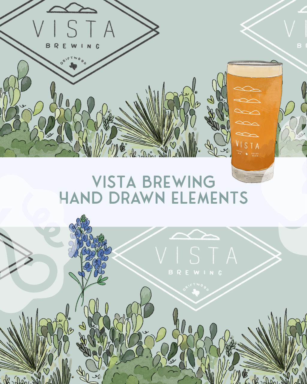 Vista Brewing Hand Drawn Elements | TX Wedding Details Digital Download | Coasters, Menu, Detail Card