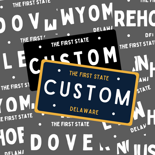 CUSTOM Delaware License Plate Stickers (10 Pack)