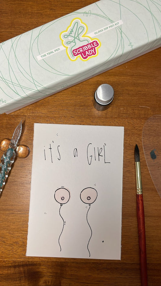 Hand Painted It's a Girl Card