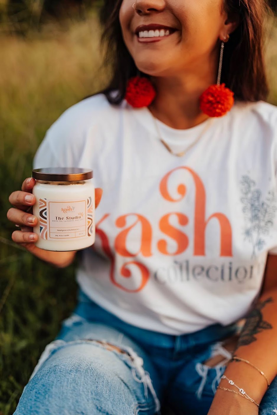 Burnt Orange Pom Pom Earrings