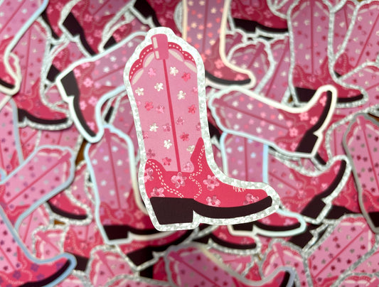 Pink Cowboy Boot Sticker (2 styles)