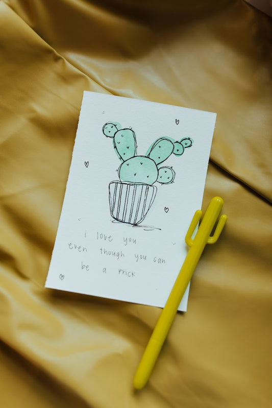 Hand Painted Love you, Ya Prick Card