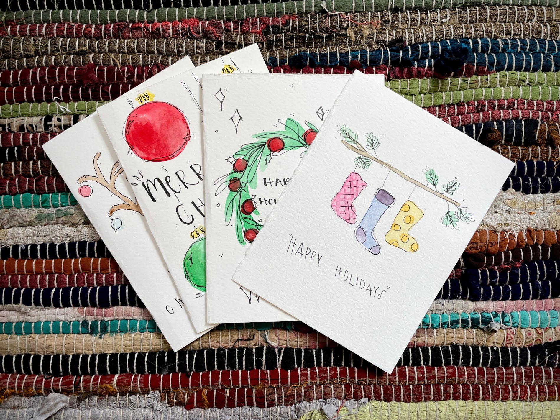 Stockings on a Twig Holiday Card